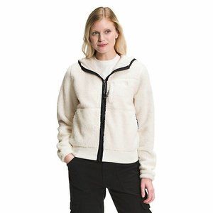 Small The North Face Dunraven Sherpa Fleece Jacket White Womens Zip EUC 6497